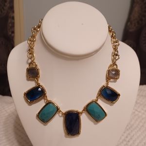 Vintage Bill Blass Runway Multi color imitation Gemstones Statement Necklace